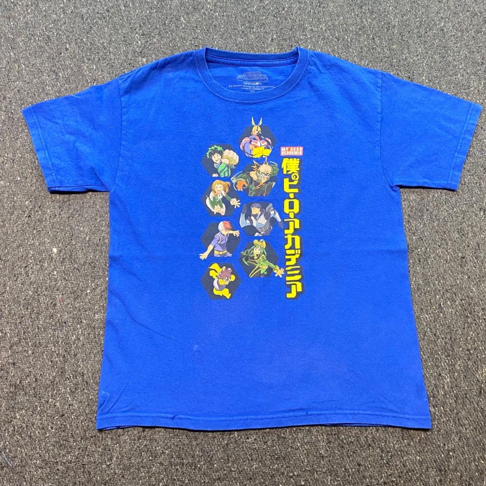 My Hero Academia TShirt Sz L Mens Blue Anime Graphic Deku Bakugo All Might Tee